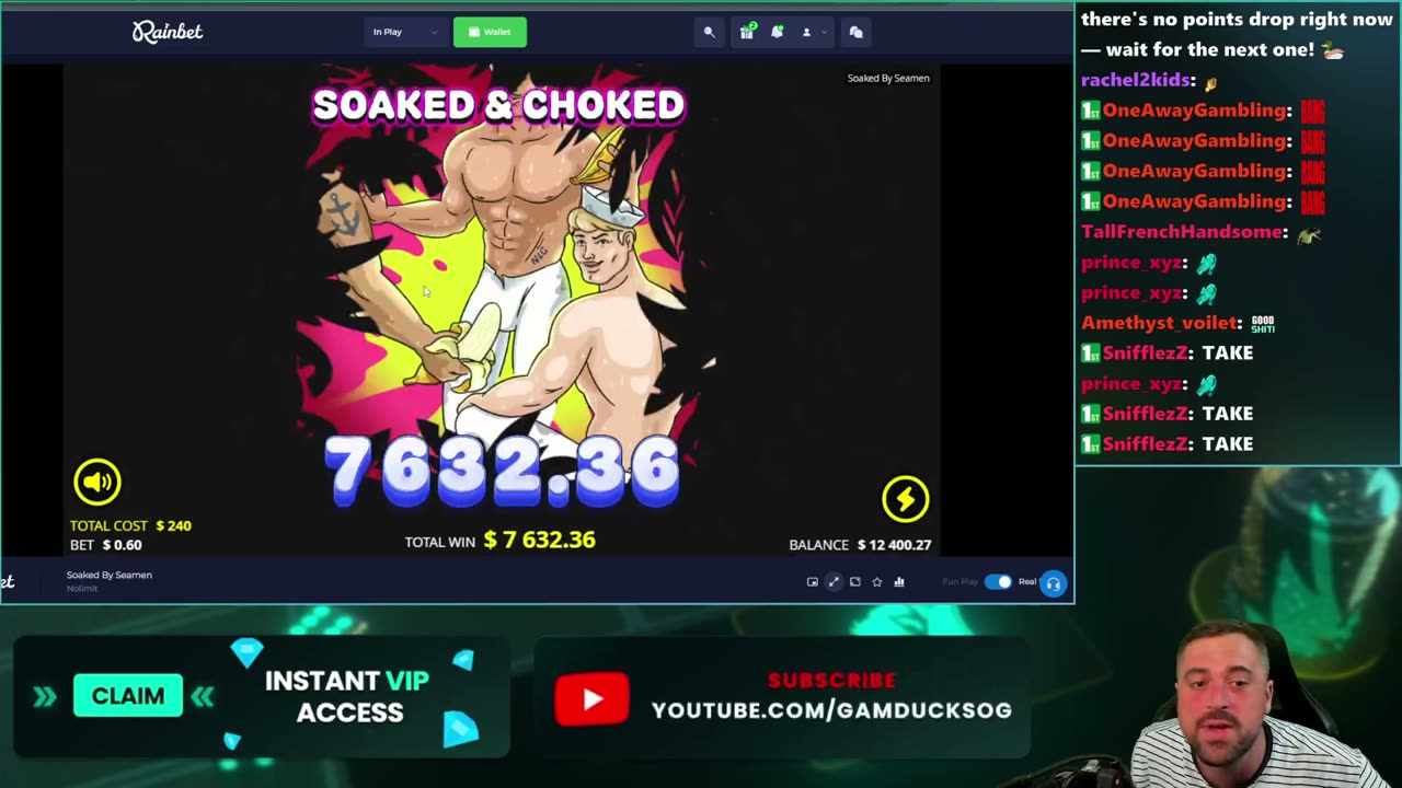 Soaked By Seamen bonus summary showing a total win of 7,632.36